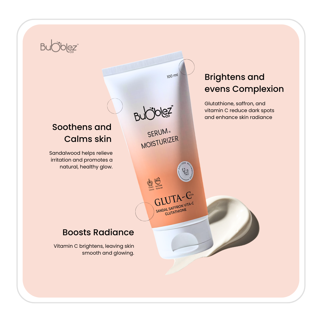 Gluta-C Serum in Moisturizer (2 in 1) | Glutathione, Sandal & Saffron with Vitamin-C for Tan Removal & Glowing Skin