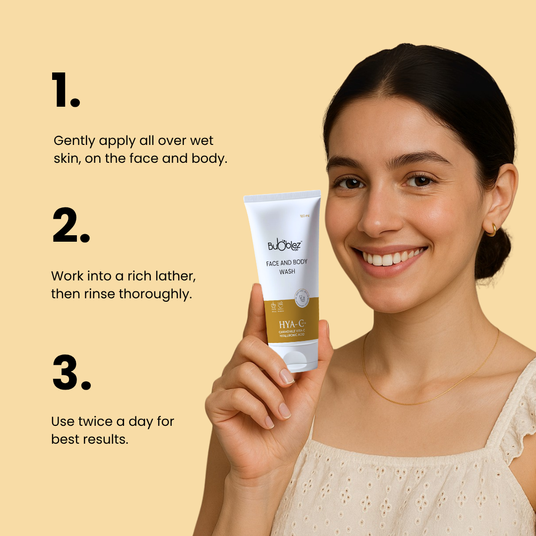 Hya-C Face & Body Wash (2 in 1) | Hyaluronic Acid, Chamomile & Vitamin-C Hydrating Cleanser for Radiant Skin