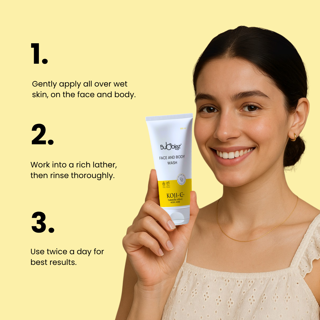 Koji-C Face & Body Wash (2 in 1) | 2% Kojic Acid, Vitamin-C & Turmeric Cleanser for Pigmentation & Bright Skin