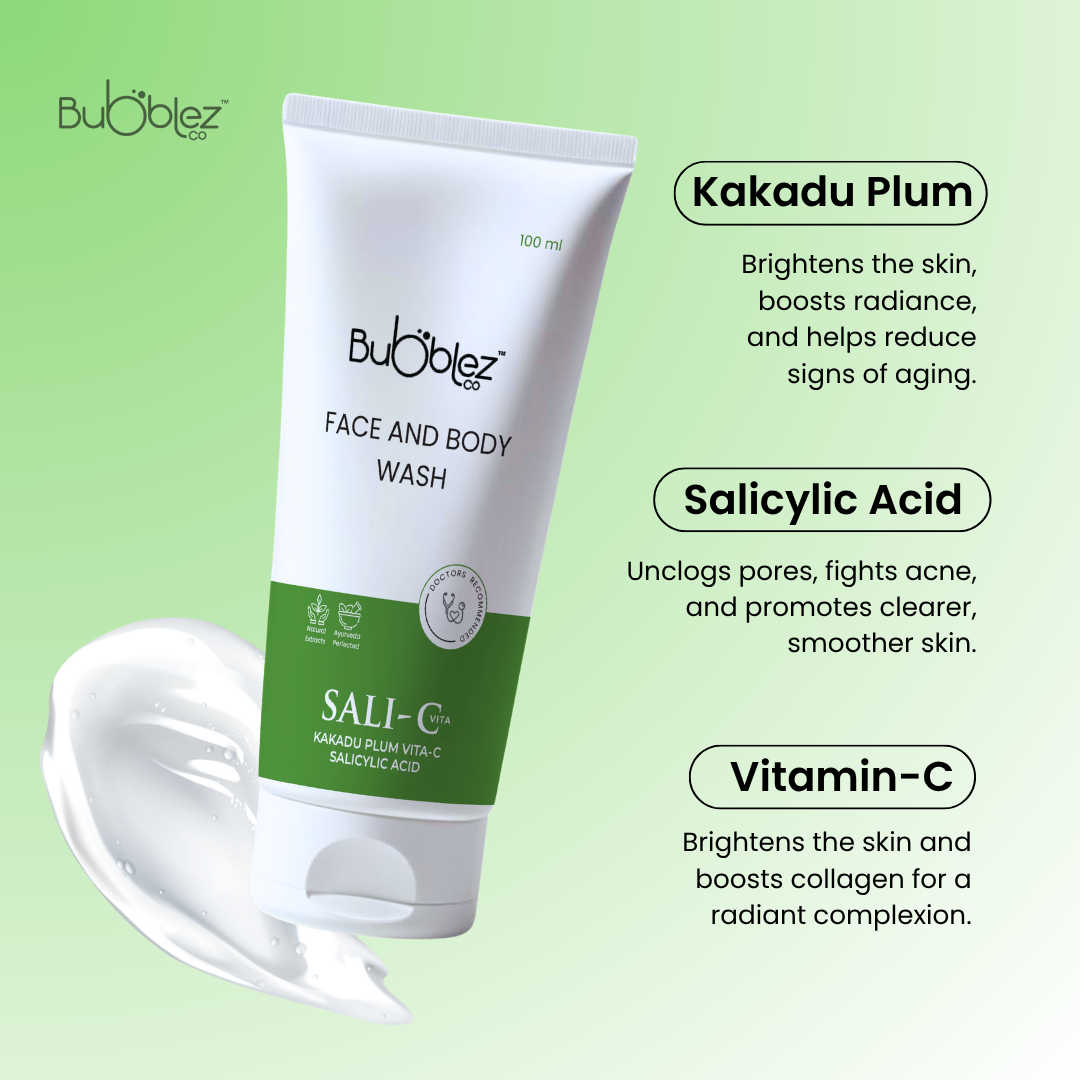 Sali-C Face & Body Wash (2 in 1) | Salicylic Acid Cleanser for Acne-Prone, Oily & Pimple-Free Skin