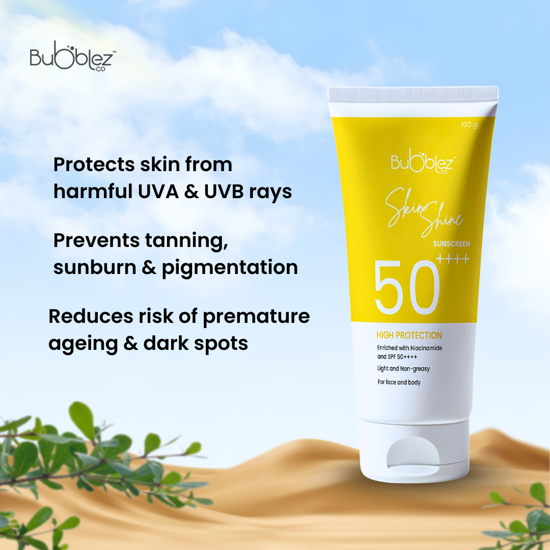 Skin Shine Pure Physical Sunscreen SPF 50++++ | Broad-Spectrum Physical Sunscreen Enriched with Niacinamide and Hyaluronic Acid for Skin Protection & Brightness (100 g)