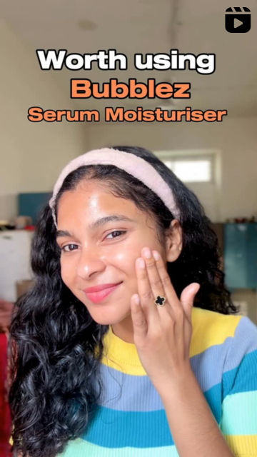 Person applying Bubblez Serum Moisturizer with text overlay